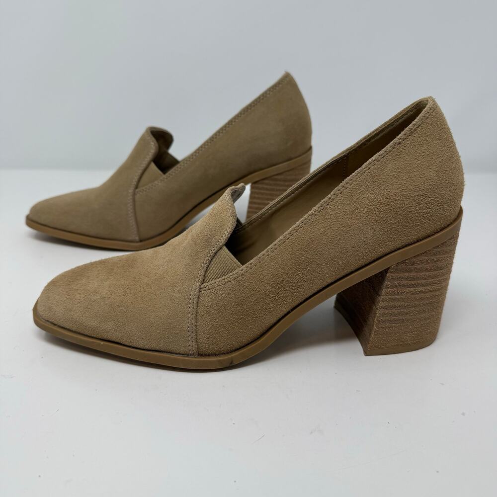 Joie Wevenly Suede Block Heel Loafers Women's 7.5 Tan Neutral High Heel NWOT - Picture 11 of 11